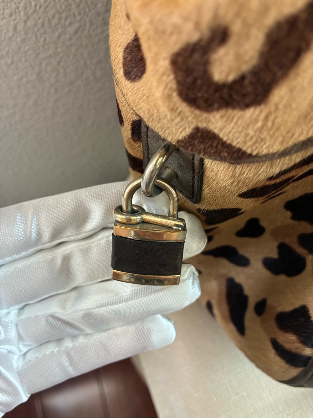 Bally Leopard Print Pony Hair Leather Satchel Bag Large Vintage Italy - Picture 5 of 9